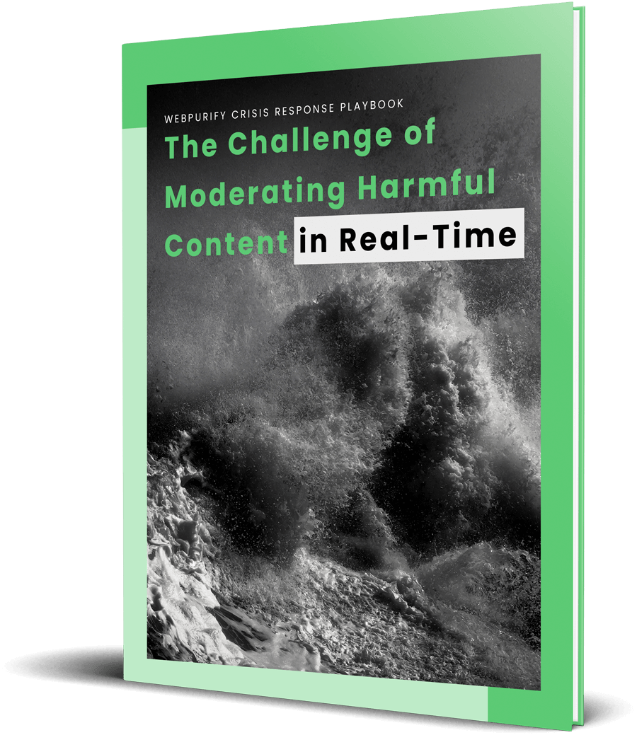 WebPurify The Challenge of Moderating Harmful Content in Real-Time eBook Cover